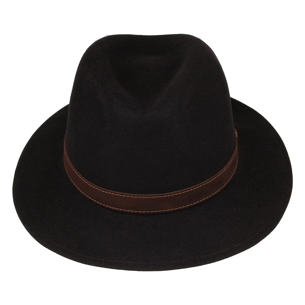 Borsalino Fur Felt Crushable Safari Fedora Hat - Black - Image 3