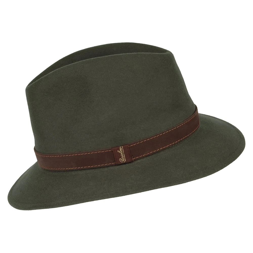 Borsalino Fur Felt Crushable Safari Fedora Hat - Sage - Image 2
