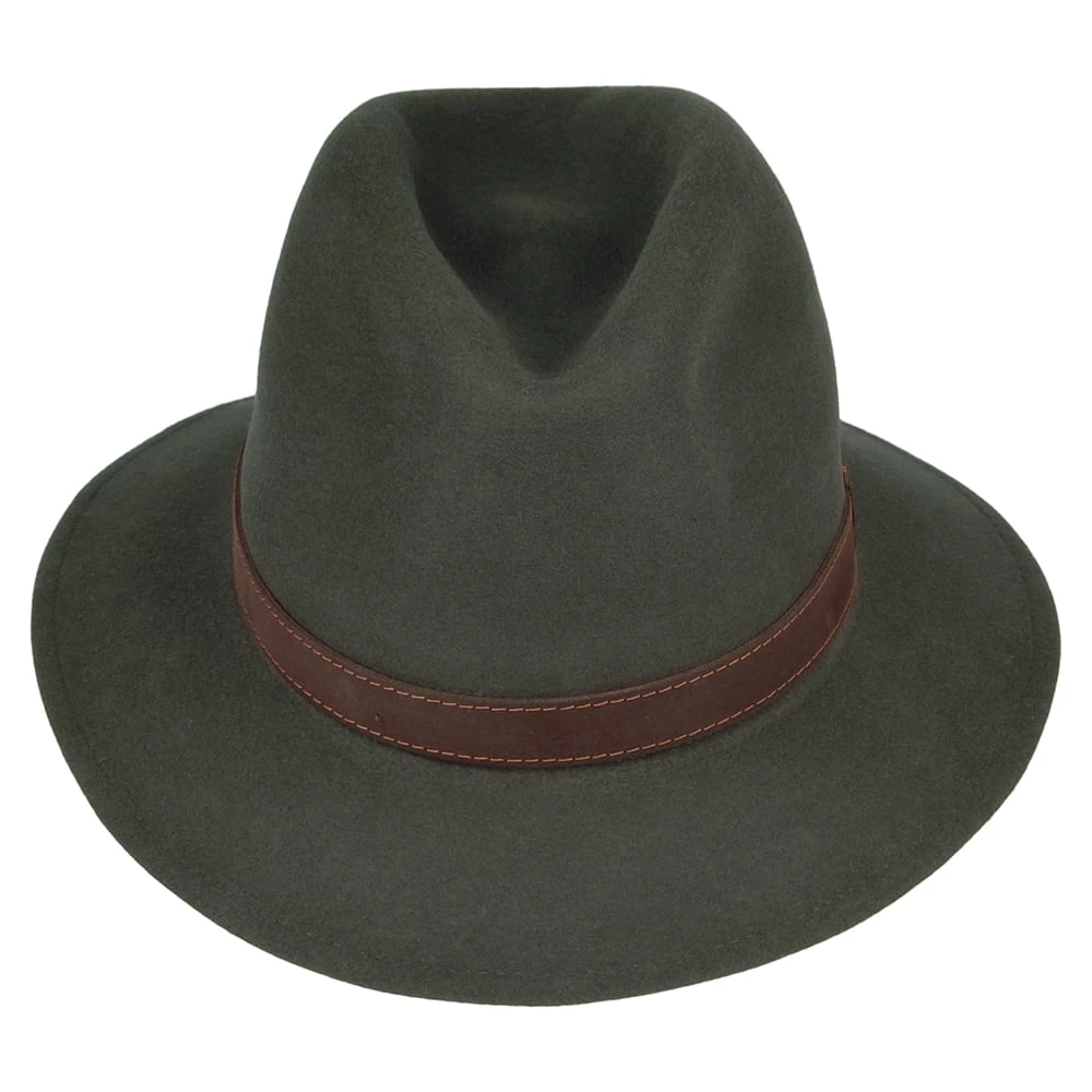 Borsalino Fur Felt Crushable Safari Fedora Hat - Sage - Image 3