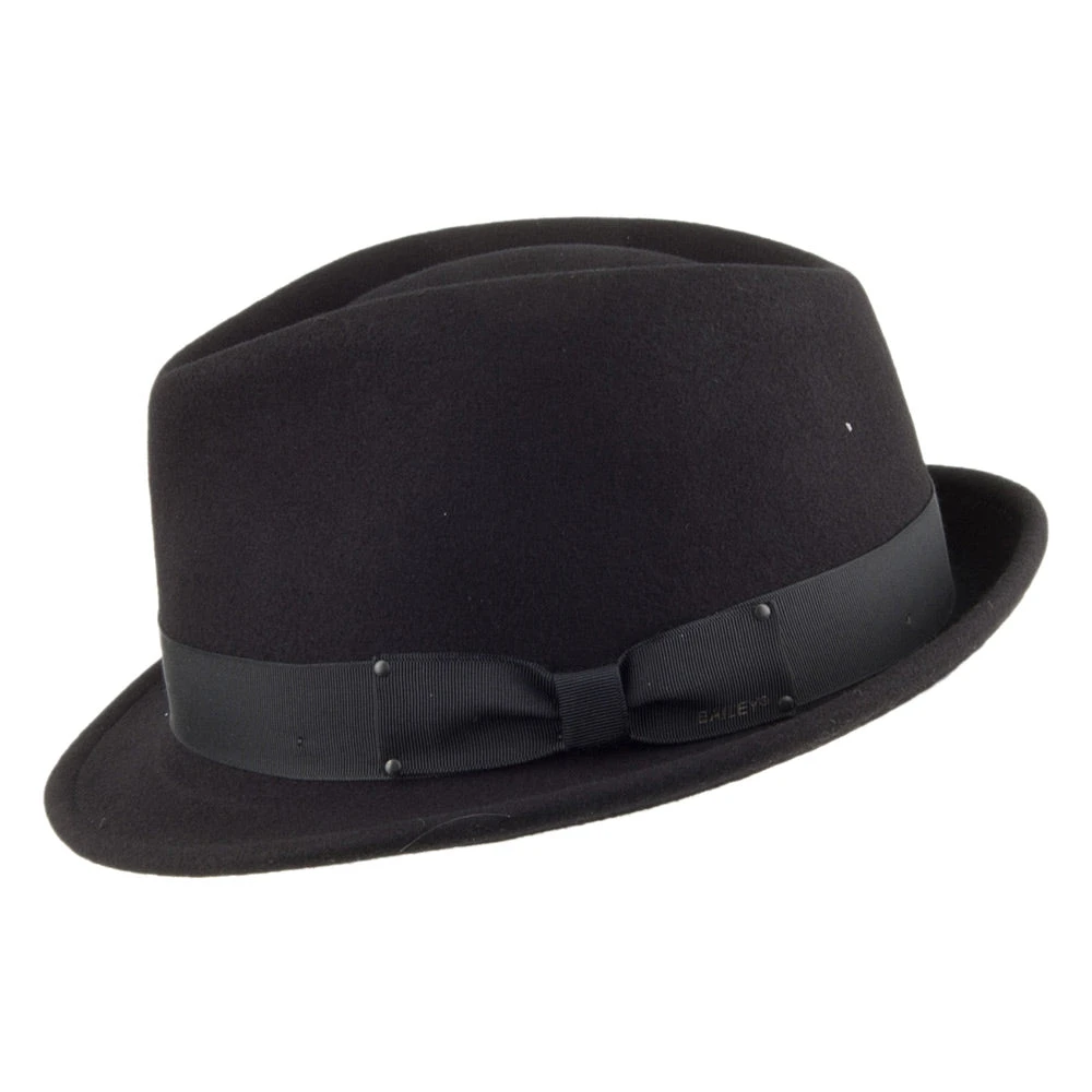 Bailey Hats Wynn Crushable Trilby Hat - Black - Image 2