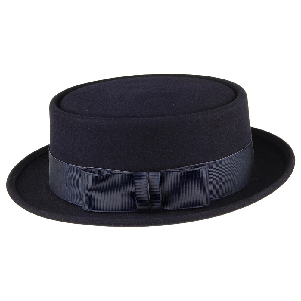 Christys Hats Monk Fur Felt Pork Pie Hat - Navy Blue - Image 2