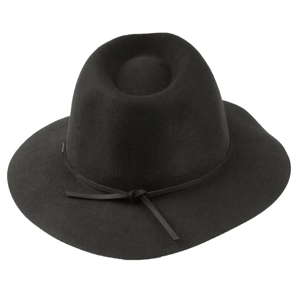 Brixton Hats Wesley Packable Wool Felt Fedora Hat - Washed Black - Image 4