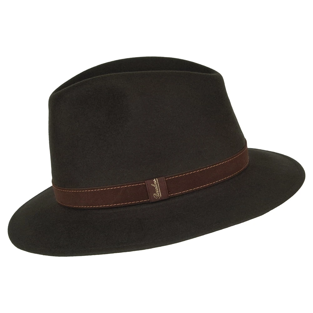 Borsalino Fur Felt Crushable Safari Fedora Hat - Brown - Image 2