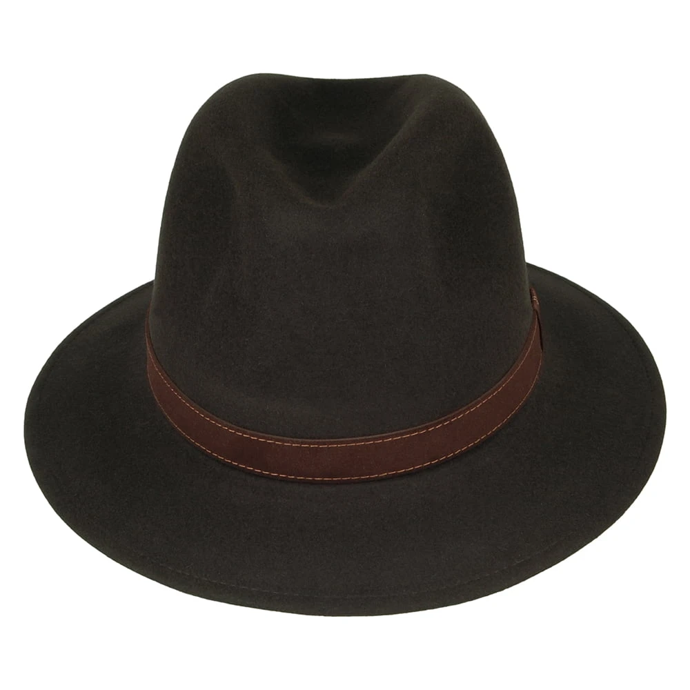 Borsalino Fur Felt Crushable Safari Fedora Hat - Brown - Image 3