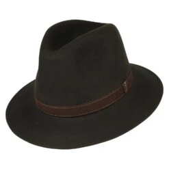 Borsalino Fur Felt Crushable Safari Fedora Hat - Brown