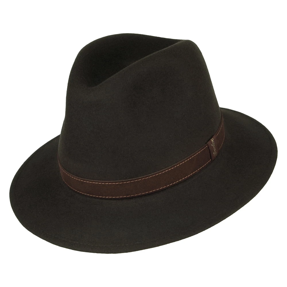 Borsalino Fur Felt Crushable Safari Fedora Hat - Brown