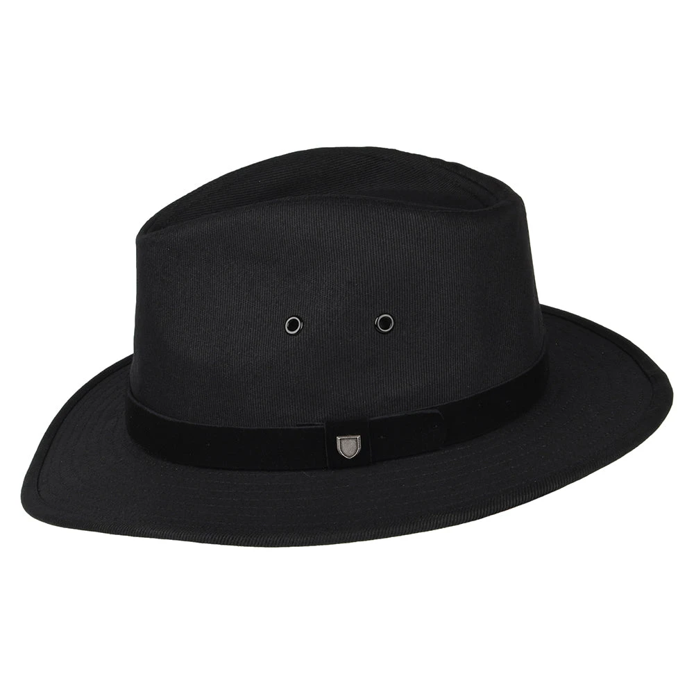 Brixton Hats Messer X Adventure Water Repellent Cotton Fedora Hat - Black - Image 2