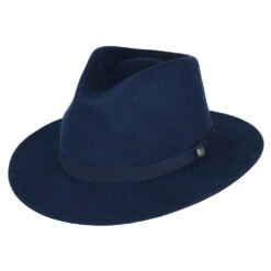 Brixton Hats Messer Packable Wool Felt Fedora Hat - Washed Navy