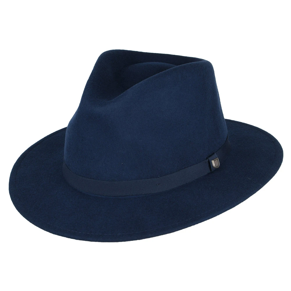 Brixton Hats Messer Packable Wool Felt Fedora Hat - Washed Navy