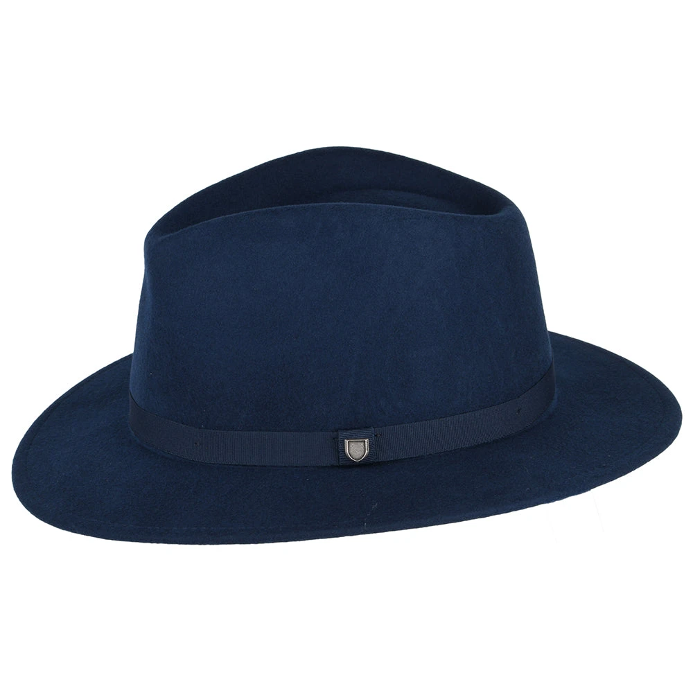 Brixton Hats Messer Packable Wool Felt Fedora Hat - Washed Navy - Image 2