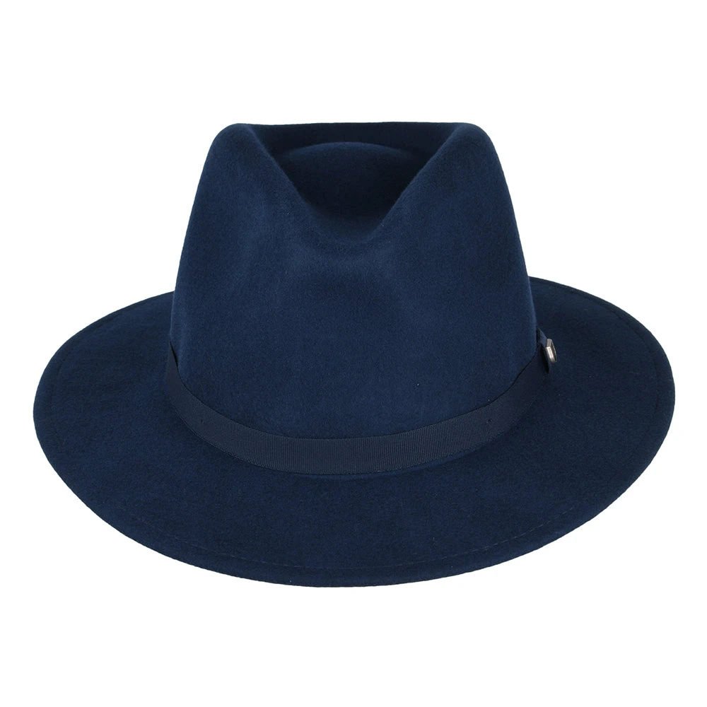 Brixton Hats Messer Packable Wool Felt Fedora Hat - Washed Navy - Image 3