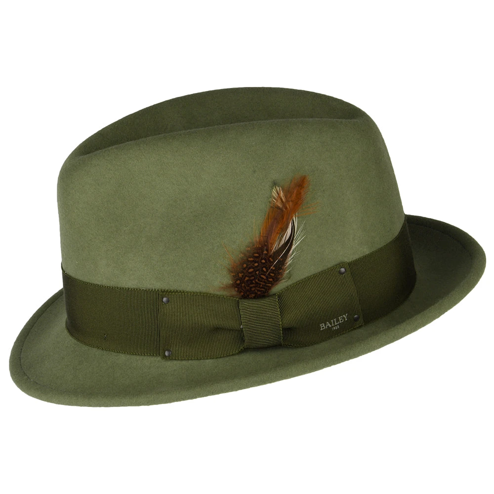 Bailey Hats Tino Crushable Trilby Hat - Olive - Image 2