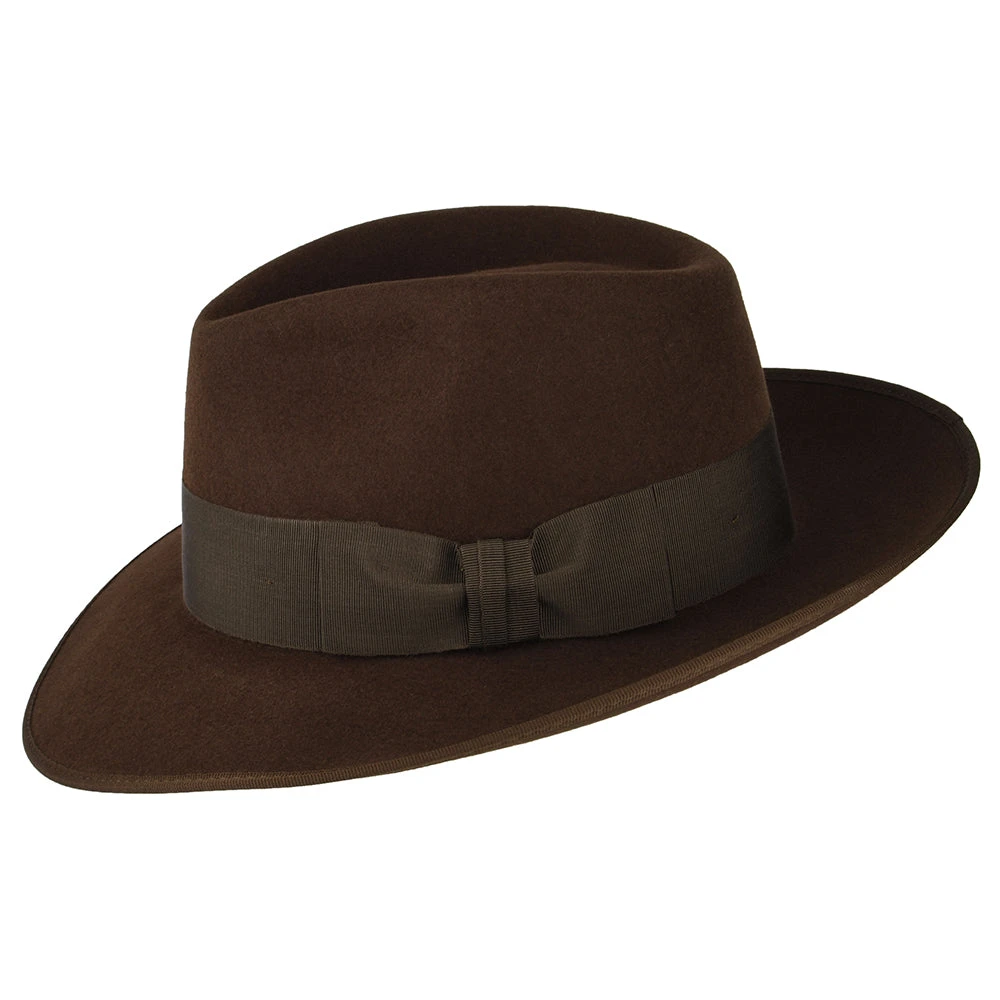 Christys Hats Gangster Fur Felt Fedora Hat - Brown - Image 2