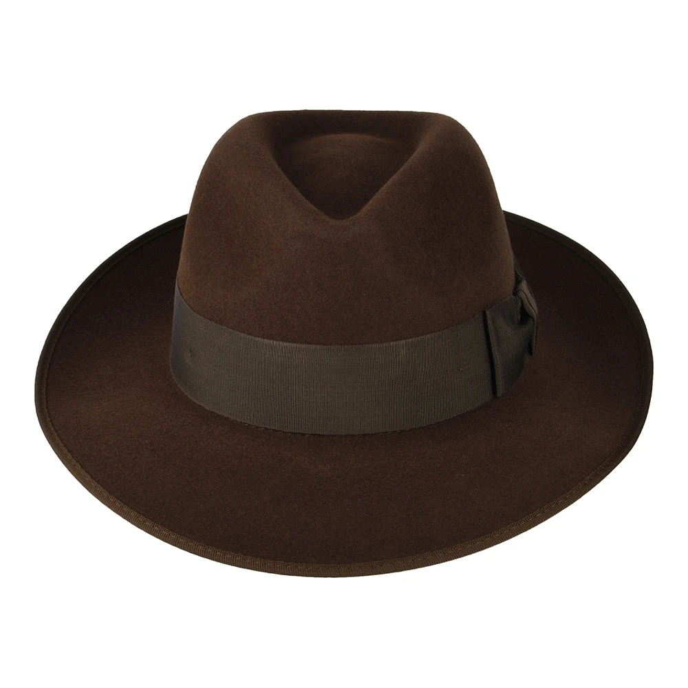 Christys Hats Gangster Fur Felt Fedora Hat - Brown - Image 3