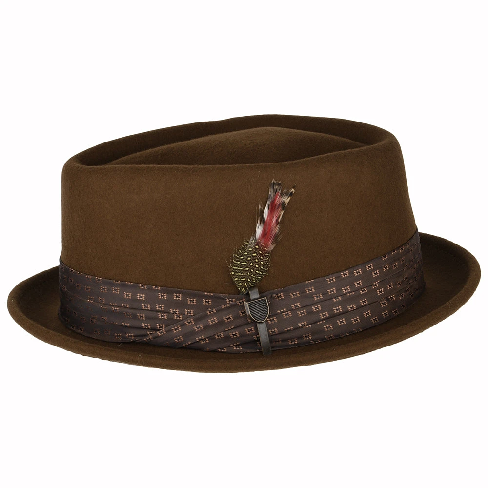 Brixton Hats Stout Wool Felt Pork Pie Hat - Coffee - Image 2