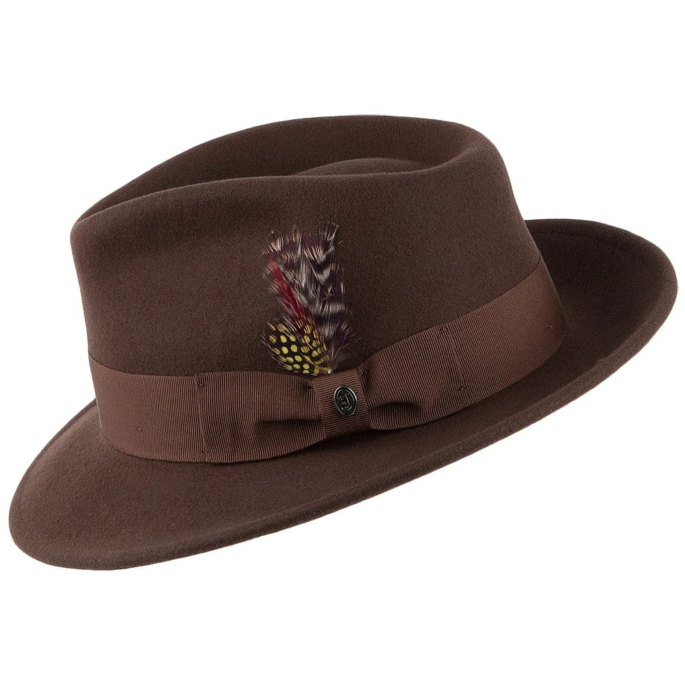 Jaxon & James Crushable C-Crown Wool Felt Fedora Hat - Brown - Image 3