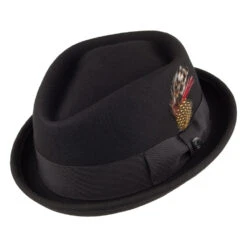 Jaxon & James Crushable Diamond Crown Pork Pie Hat - Black
