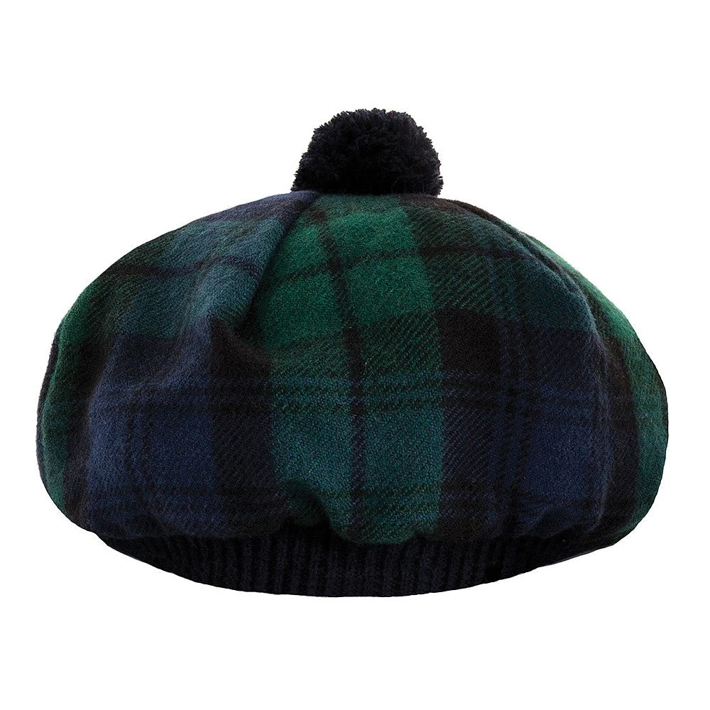 Lochcarron Of Scotland Lambswool Tam O' Shanter Hat - Black Watch Modern