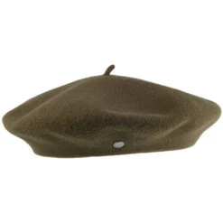 Héritage Par Laulhère Hats Authentique Merino Wool Beret - Olive