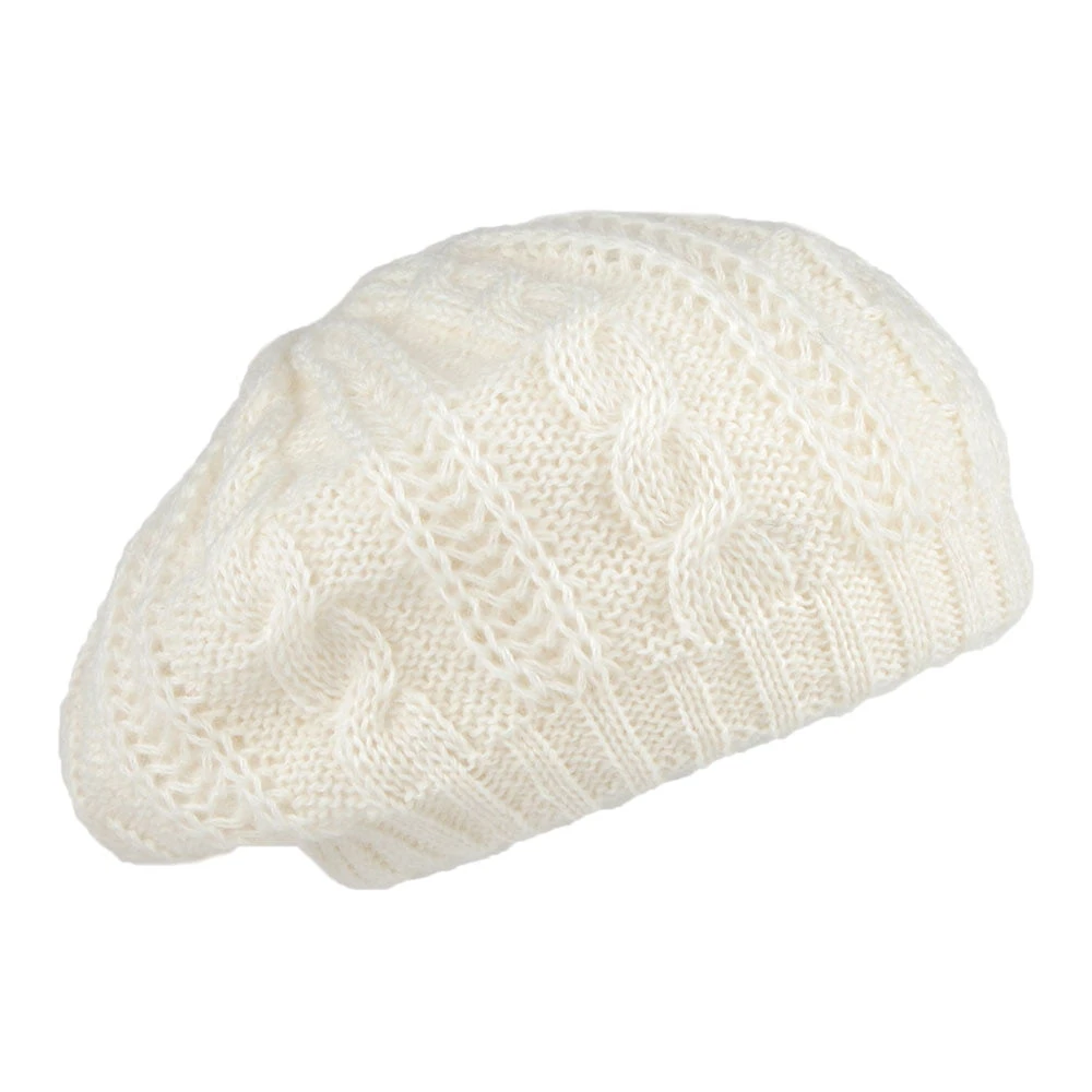 Whiteley Hats Cable Knit Beret - Winter White - Image 2