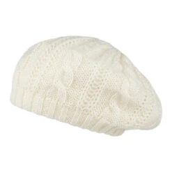 Whiteley Hats Cable Knit Beret - Winter White