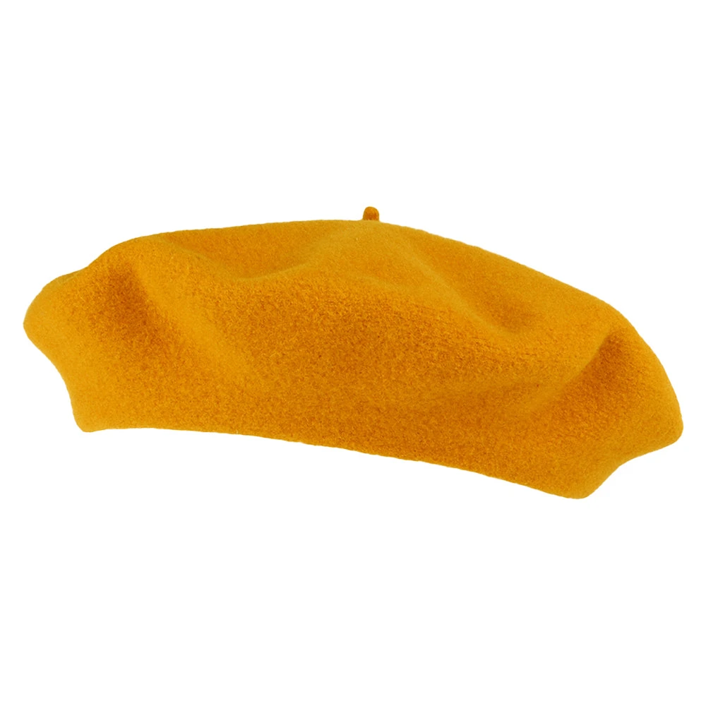 Héritage Par Laulhère Hats Authentique Merino Wool Beret - Mustard - Image 3