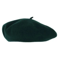 Héritage Par Laulhère Hats Authentique Merino Wool Beret - Dark Green