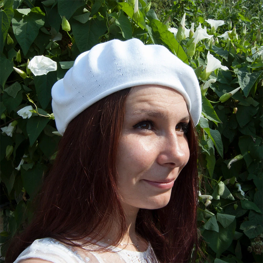 Parkhurst 11.5 Inch Cotton Beret - White - Image 2