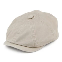 Stetson Hats Hatteras Washed Organic Cotton Newsboy Cap - Sand