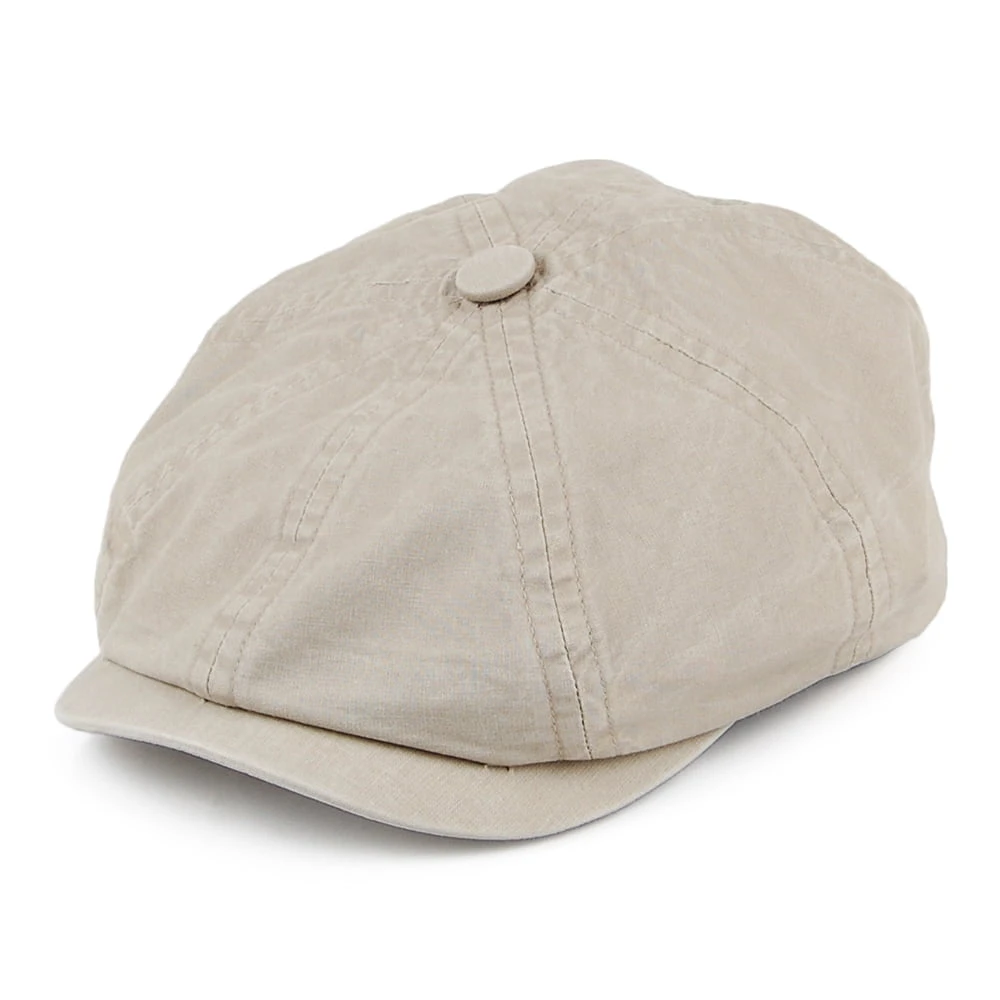 Stetson Hats Hatteras Washed Organic Cotton Newsboy Cap - Sand
