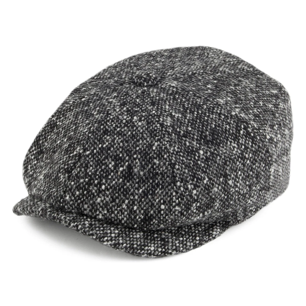 Stetson Hats Donegal Tweed Hatteras Newsboy Cap - Charcoal