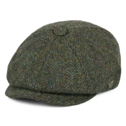 Failsworth Hats Harris Tweed Herringbone Carloway Newsboy Cap - Forest