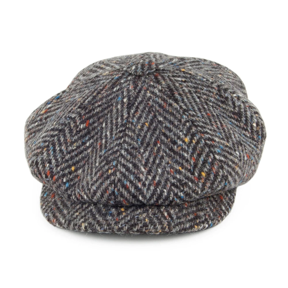 City Sport Donegal Tweed Herringbone Newsboy Cap - Charcoal - Image 2