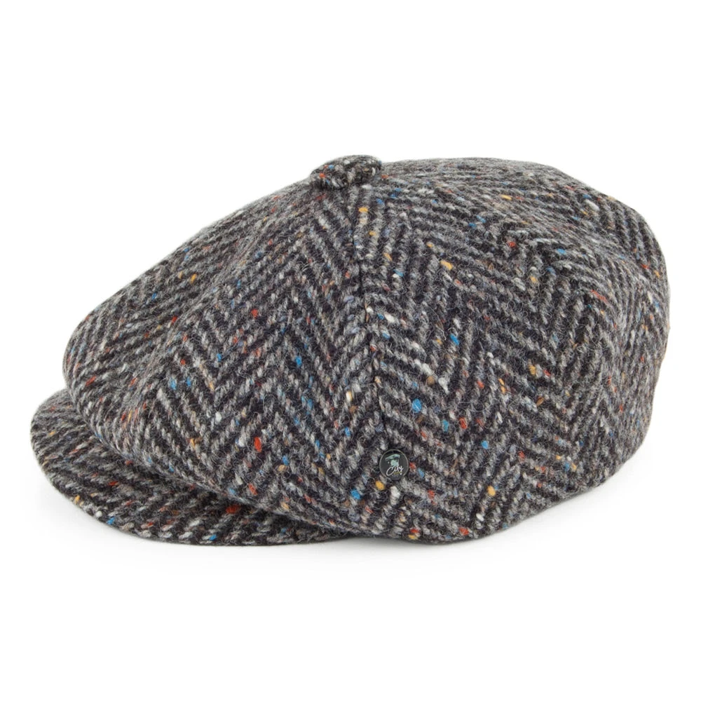 City Sport Donegal Tweed Herringbone Newsboy Cap - Charcoal - Image 3