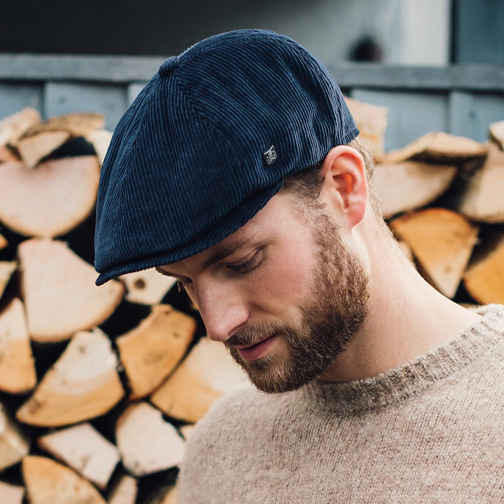 Failsworth Hats Hudson Corduroy Newsboy Cap - Navy Blue - Image 4