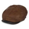 Jaxon & James Fulton Leather Flat Cap - Brown