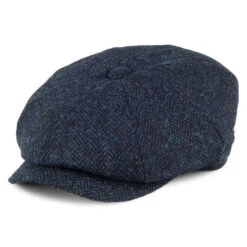 Jaxon & James Harris Tweed Skye Newsboy Cap - Blue-Black