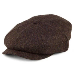 Jaxon & James Harris Tweed Arnol Newsboy Cap - Moss-Brown