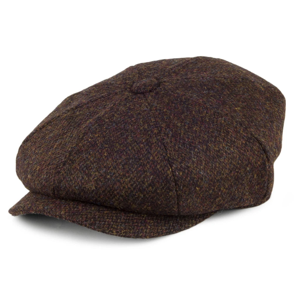 Jaxon & James Harris Tweed Arnol Newsboy Cap - Moss-Brown