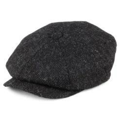 Jaxon & James Harris Tweed Taransay Newsboy Cap - Black-Charcoal