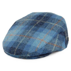 Jaxon & James Harris Tweed Bay River Flat Cap - Blue-Navy