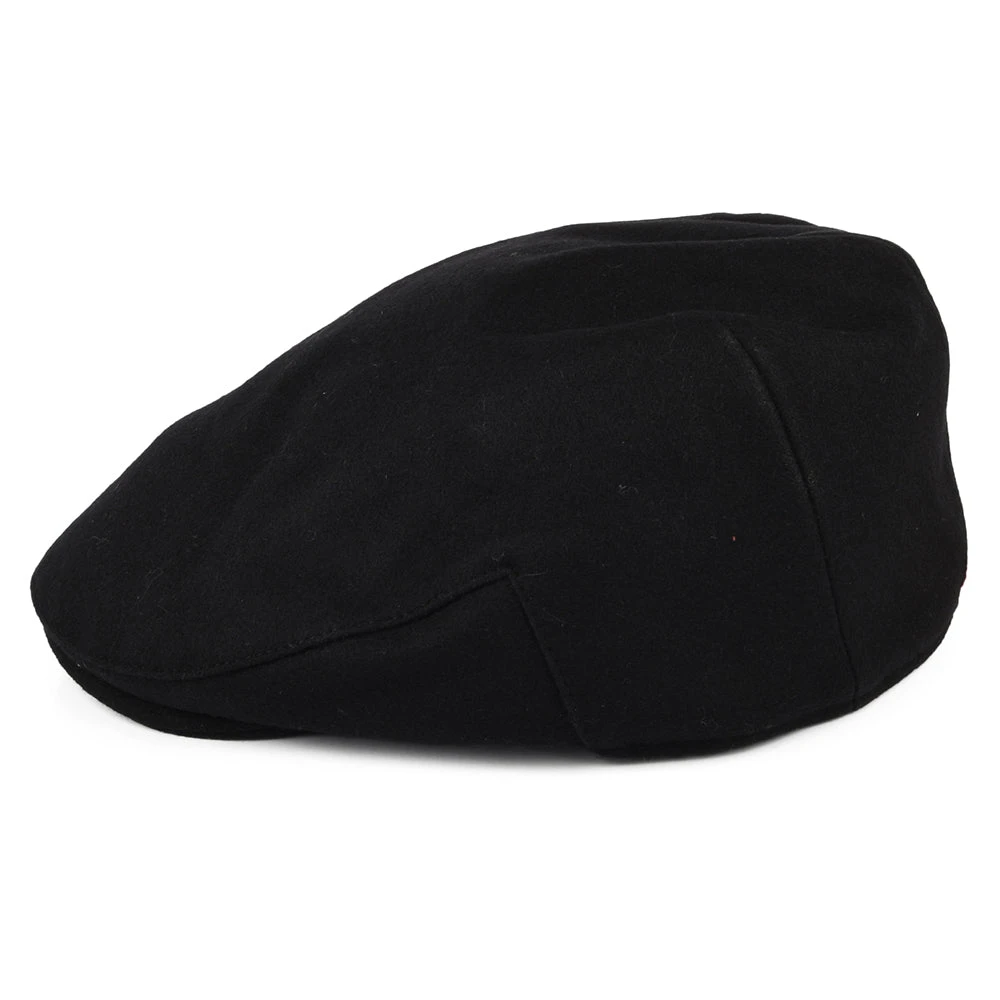 Christys Hats Balmoral Melton Wool Flat Cap - Black - Image 3