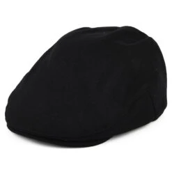 Christys Hats Balmoral Melton Wool Flat Cap - Black
