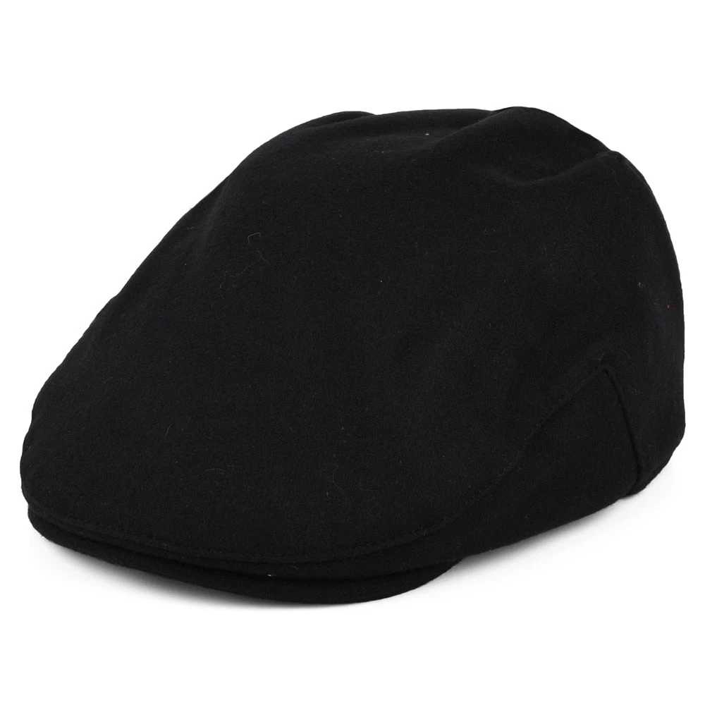 Christys Hats Balmoral Melton Wool Flat Cap - Black