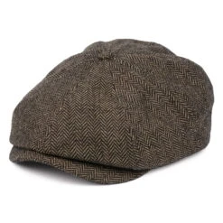 Brixton Hats Brood Herringbone Newsboy Cap - Brown-Khaki