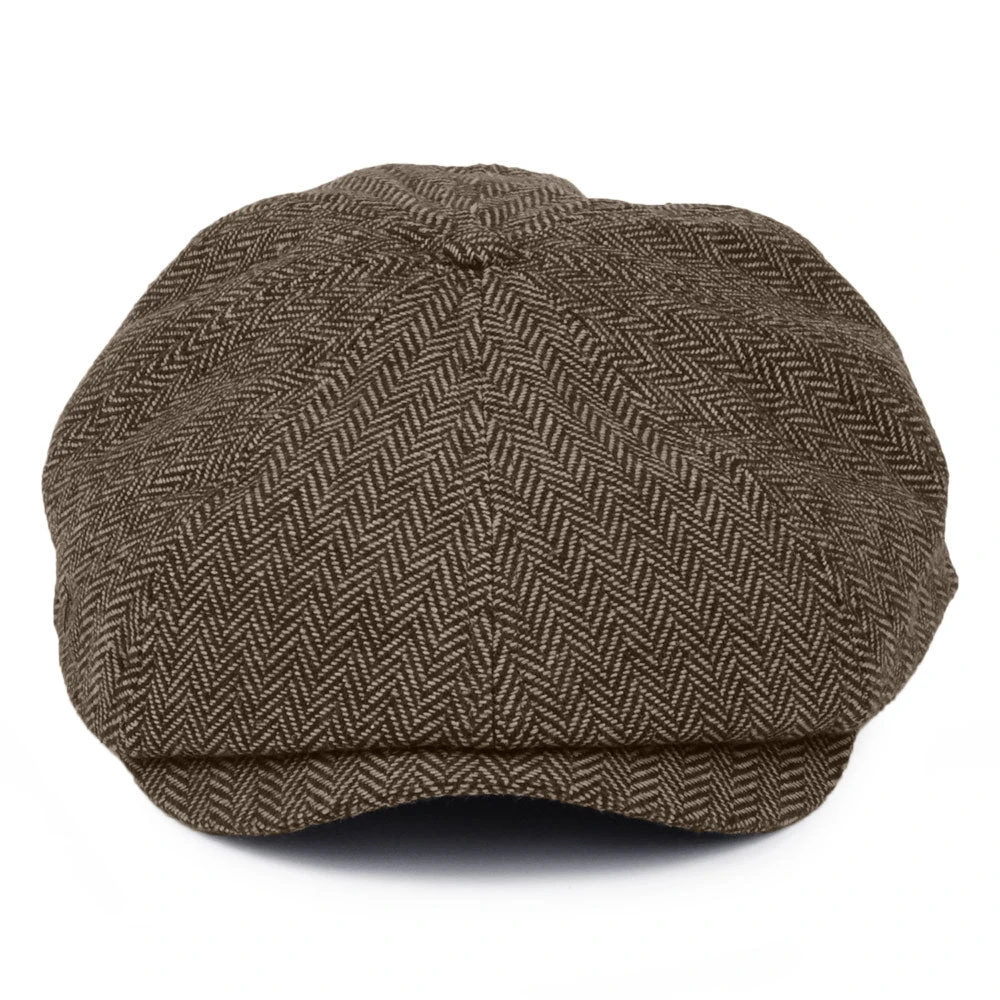 Brixton Hats Brood Herringbone Newsboy Cap - Brown-Khaki - Image 2