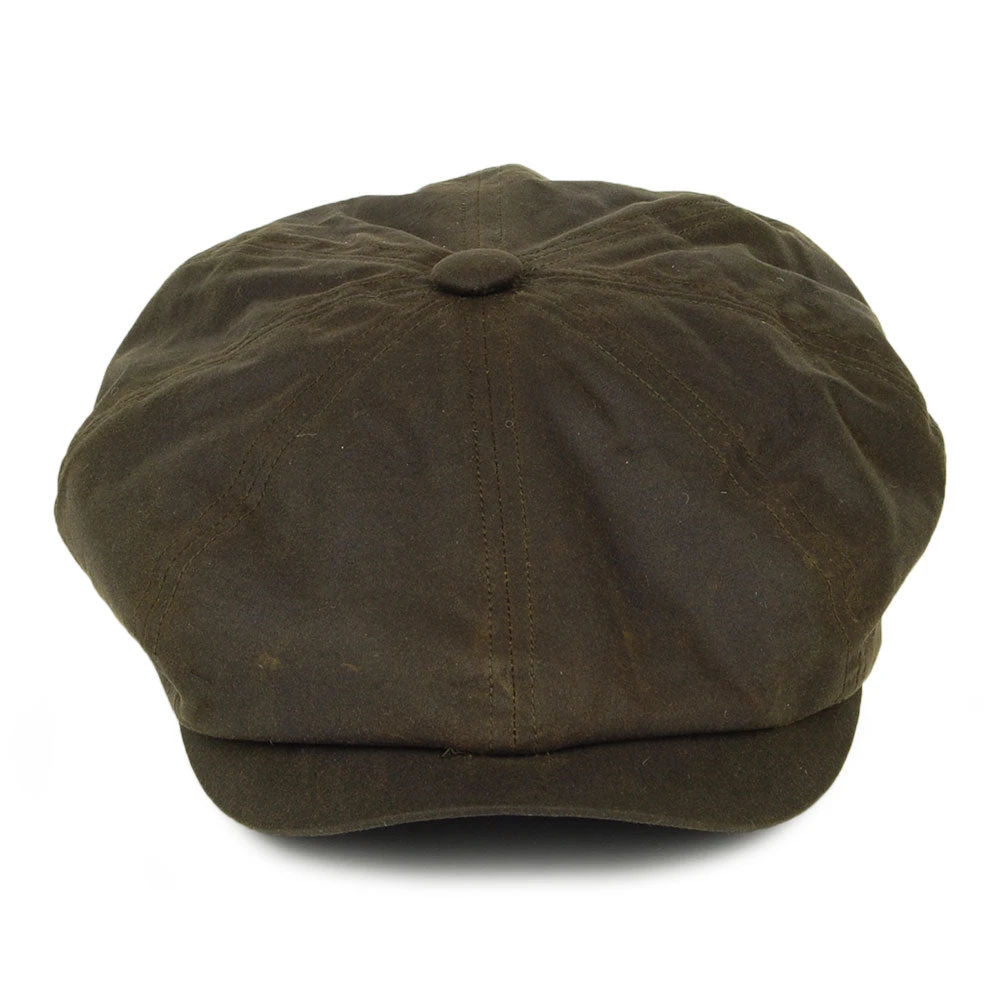 Failsworth Hats Alfie British Waxed Cotton Newsboy Cap - Olive - Image 2