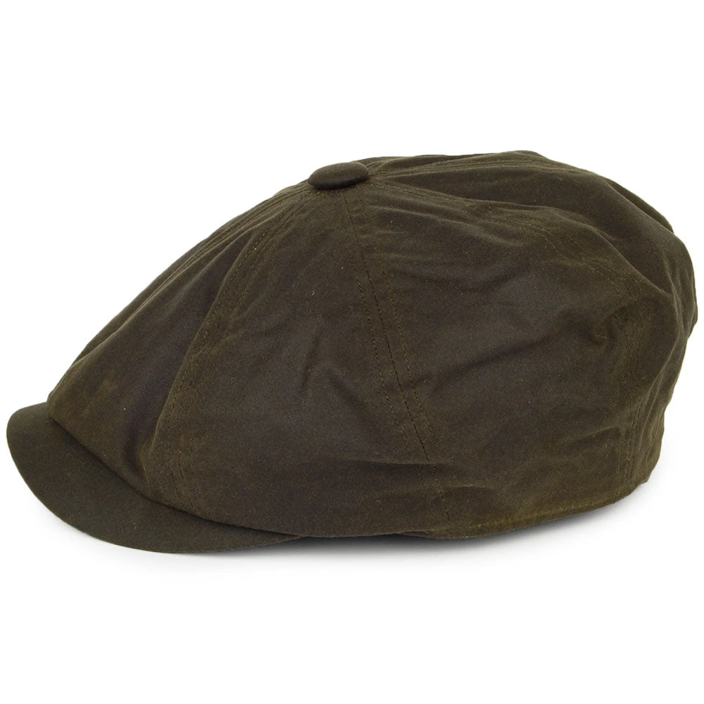 Failsworth Hats Alfie British Waxed Cotton Newsboy Cap - Olive - Image 3