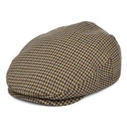 Brixton Hooligan Houndstooth Flat Cap - Sand-Navy