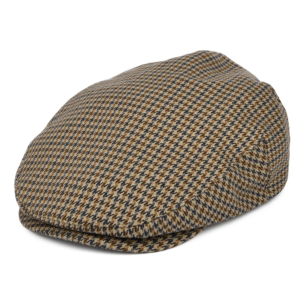 Brixton Hooligan Houndstooth Flat Cap - Sand-Navy